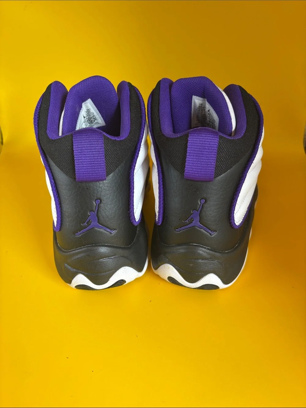 Air Jordan Kids Basketball Shoes - White, Black & Purple Size 6Y